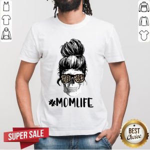 Skull Mom Life Messy Bun Leopard Print Day Dead Shirt