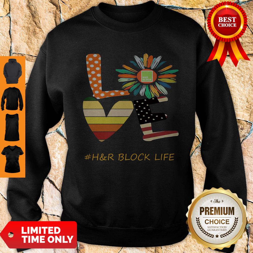 Love Hr Block Life Flower American Flag Vintage Shirt