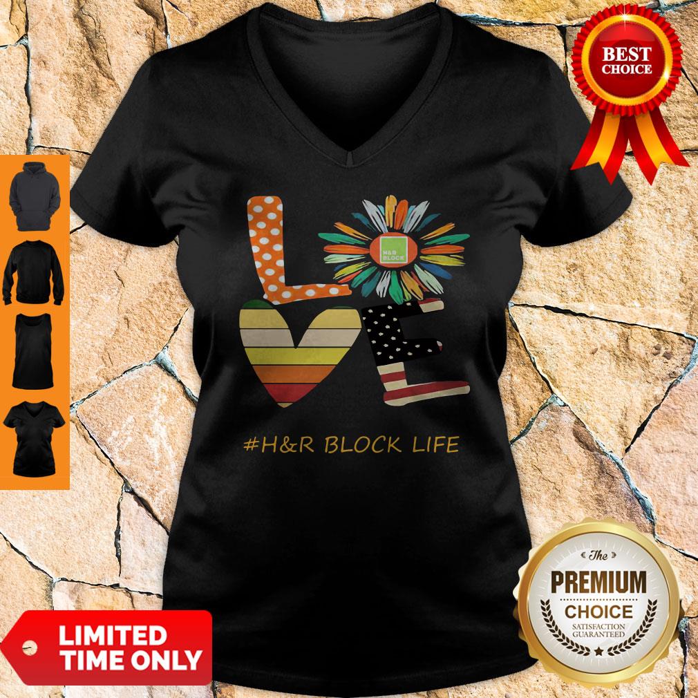 Love Hr Block Life Flower American Flag Vintage Shirt