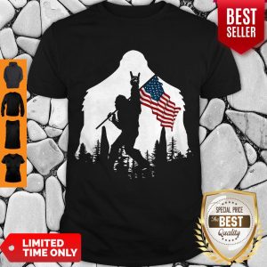 Good Bigfoot Rock And Roll American Flag In The Forest Shirt