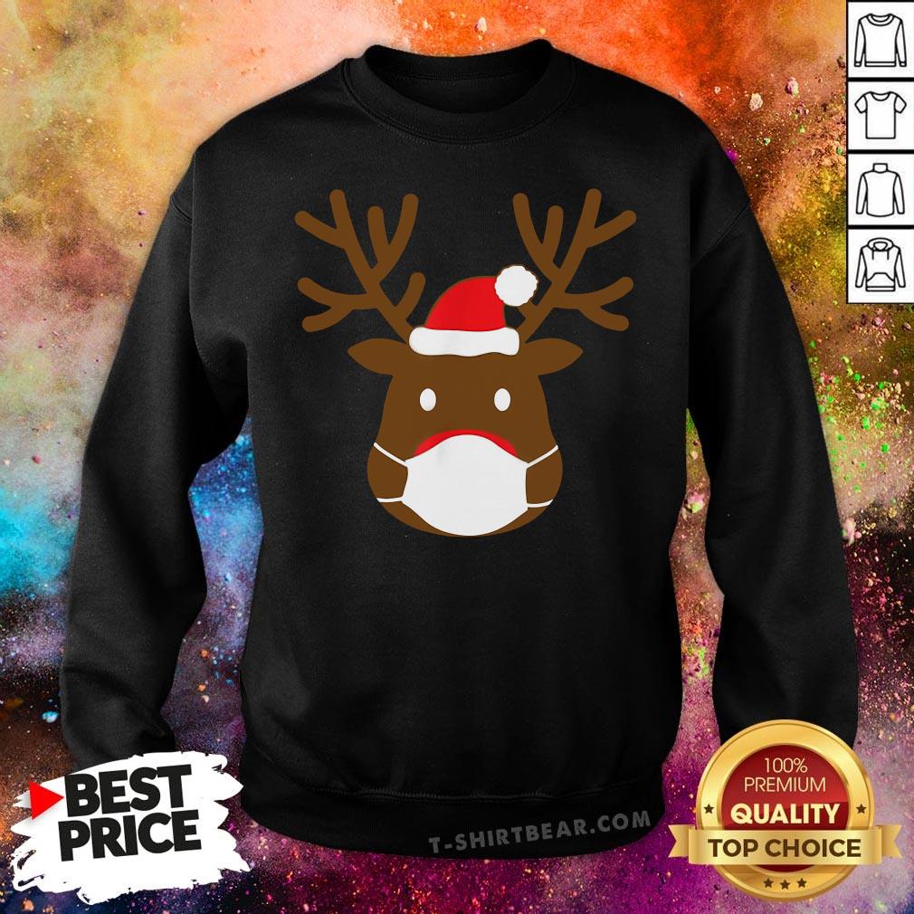 Cute Reindeer With Face Mask Christmas Xmas Shirt