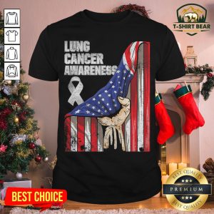 Premium Lung Cancer Awareness American Flag Shirt