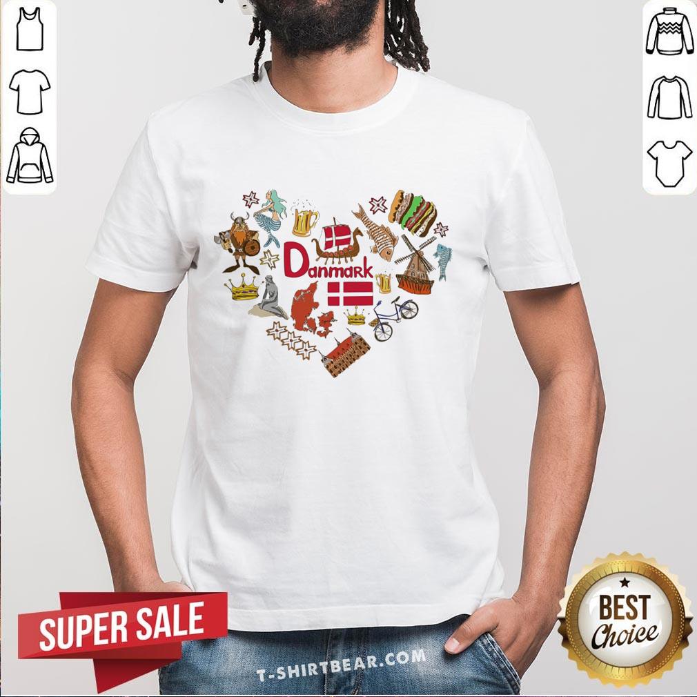 Cute Danish Symbols In Heart Shape Concept Shirt
