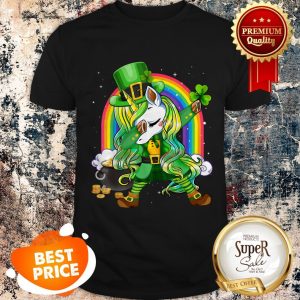 St Patricks Day Dabbing Unicorn Lepricorn Leprechaun Girls Shirt