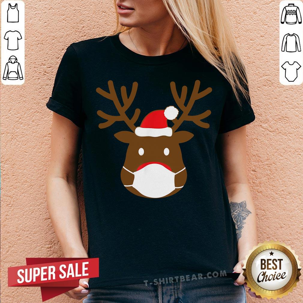 Cute Reindeer With Face Mask Christmas Xmas Shirt