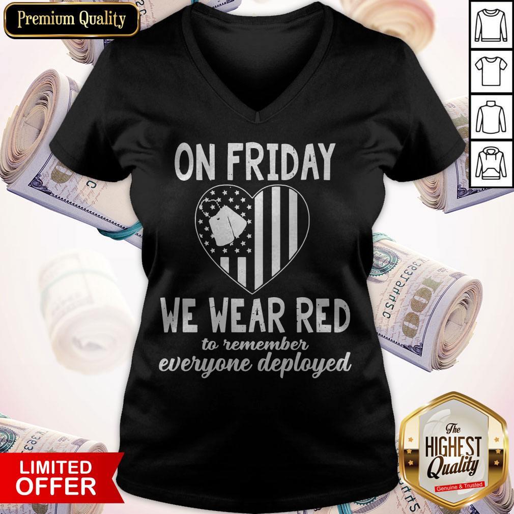 America Flag Heart On Friday We Wear Red To Remember Everyone Deployed Shirt