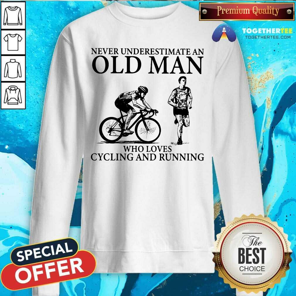 An Old Man Who Loves Cycling And Running Shirt
