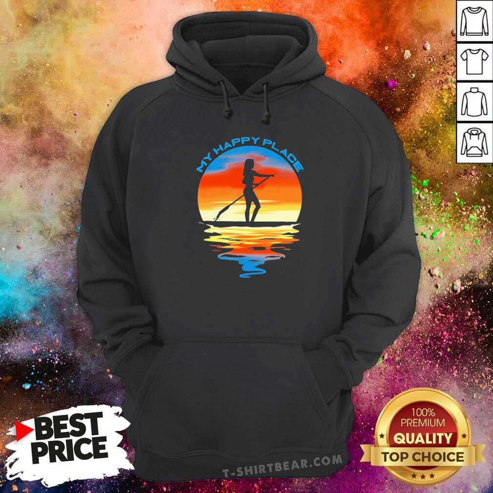 Awesome Girl Paddle Board My Happy Place Sunset Shirt
