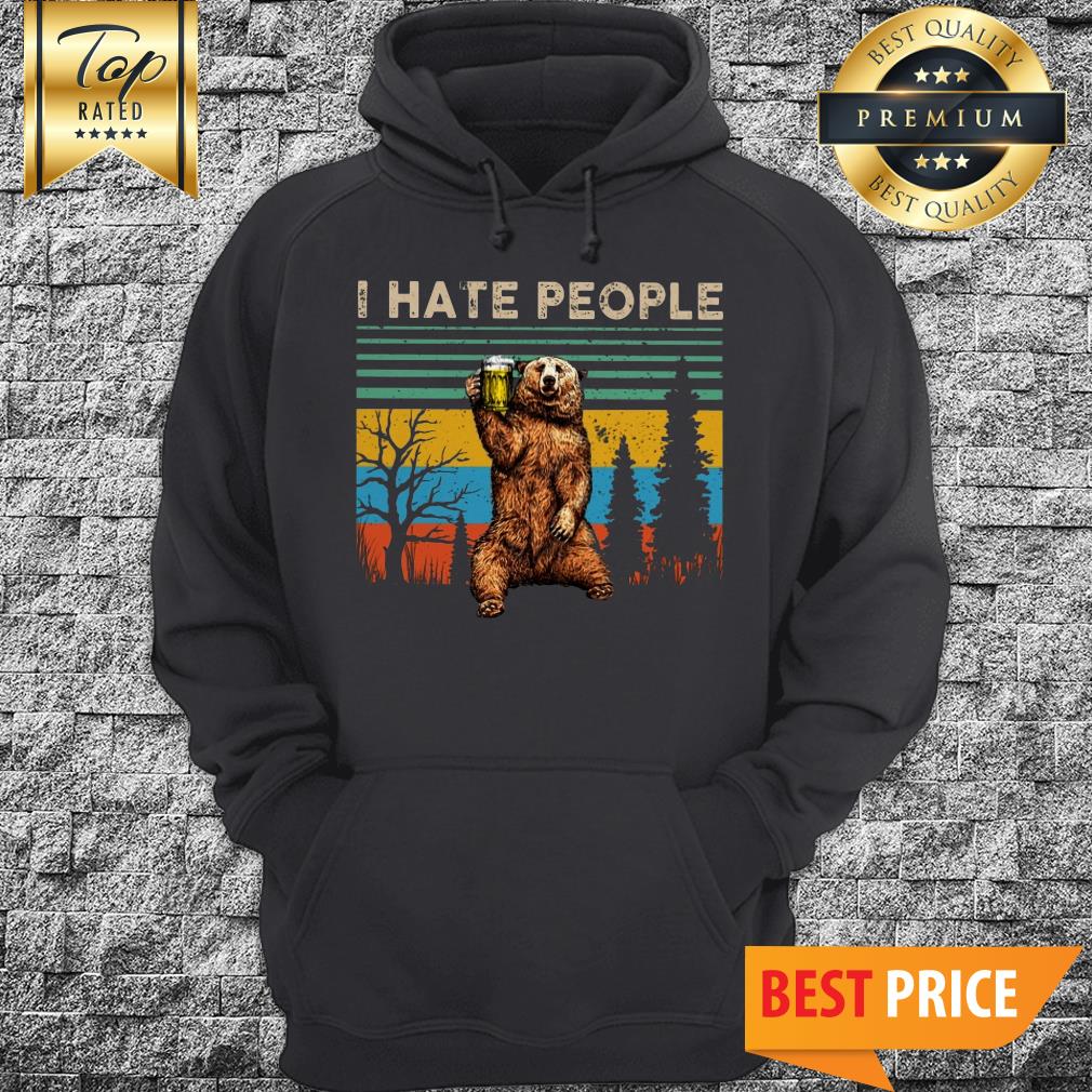 Awesome I Hate People – Bear Drinking Beer Vintage Shirt