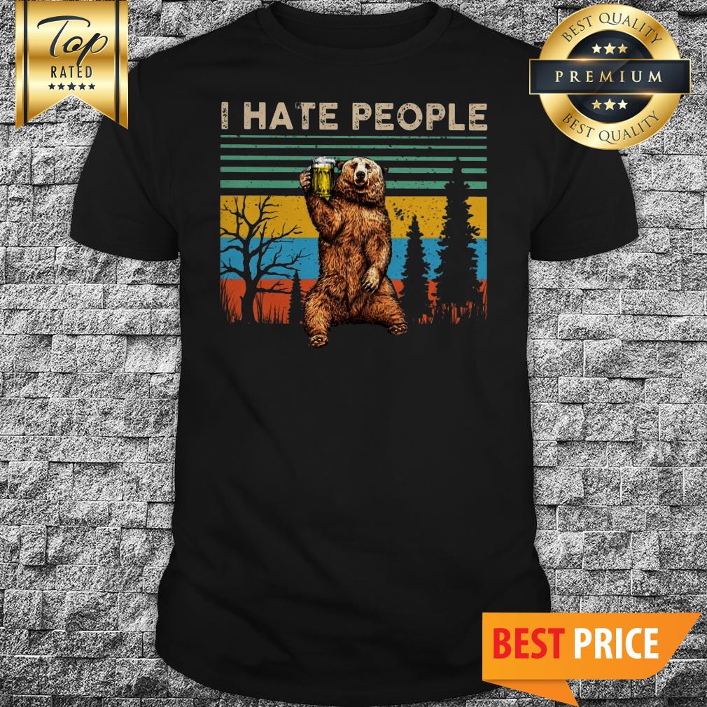 Awesome I Hate People – Bear Drinking Beer Vintage Shirt