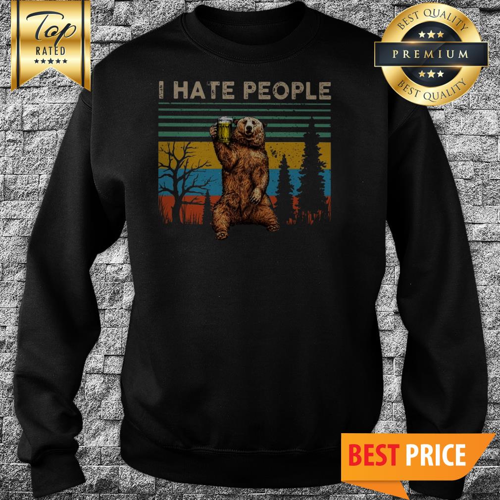 Awesome I Hate People – Bear Drinking Beer Vintage Shirt