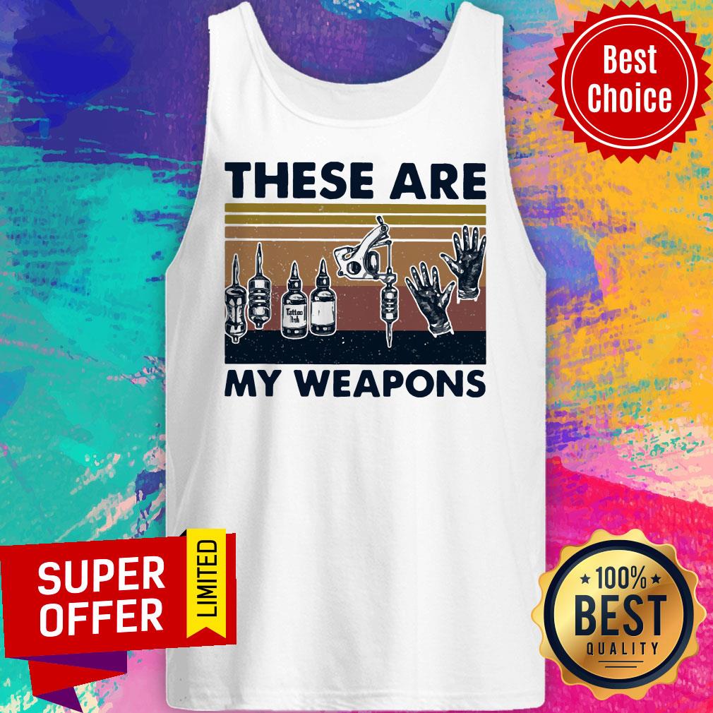 Awesome These Are My Weapons Glove Tattoo Artist Tools Vintage Retro Shirt