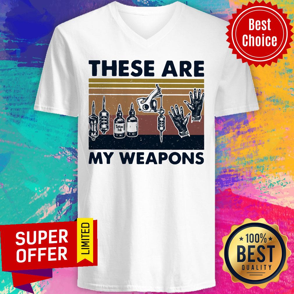 Awesome These Are My Weapons Glove Tattoo Artist Tools Vintage Retro Shirt
