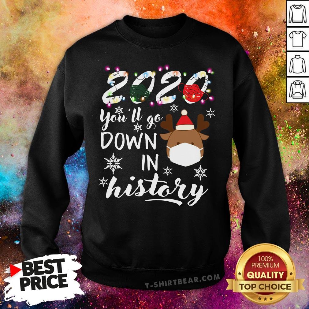 Colorful Reindeer 2020 You’ll Go Down In History Christmas Shirt