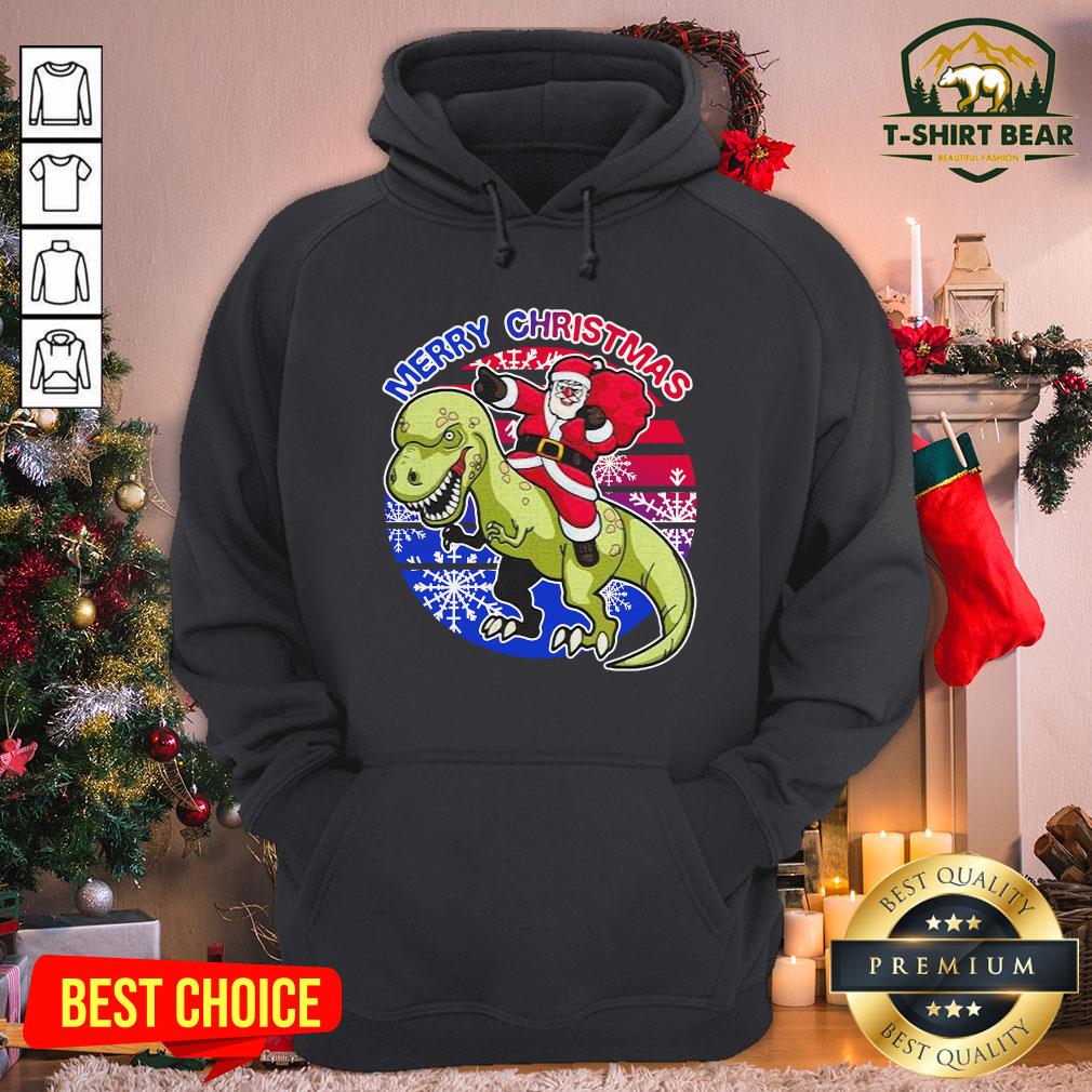 Lovely Merry Christmas Santa Riding T-Rex Christmas Dinosaur Xmas Shirt