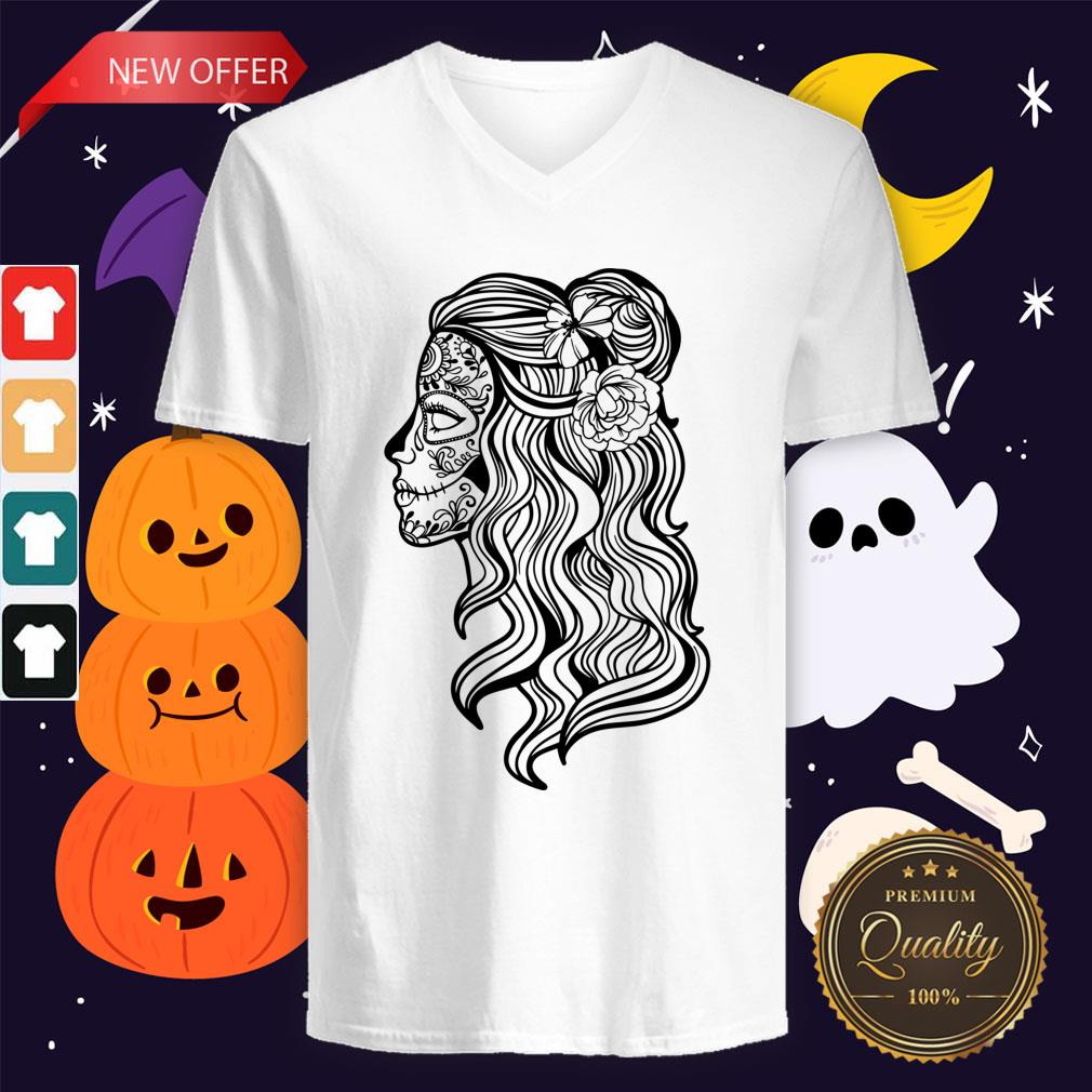 black-and-white-beautiful-woman-skull-with-smooth-hair-dia-de-los-muertos-v-neck.jpg