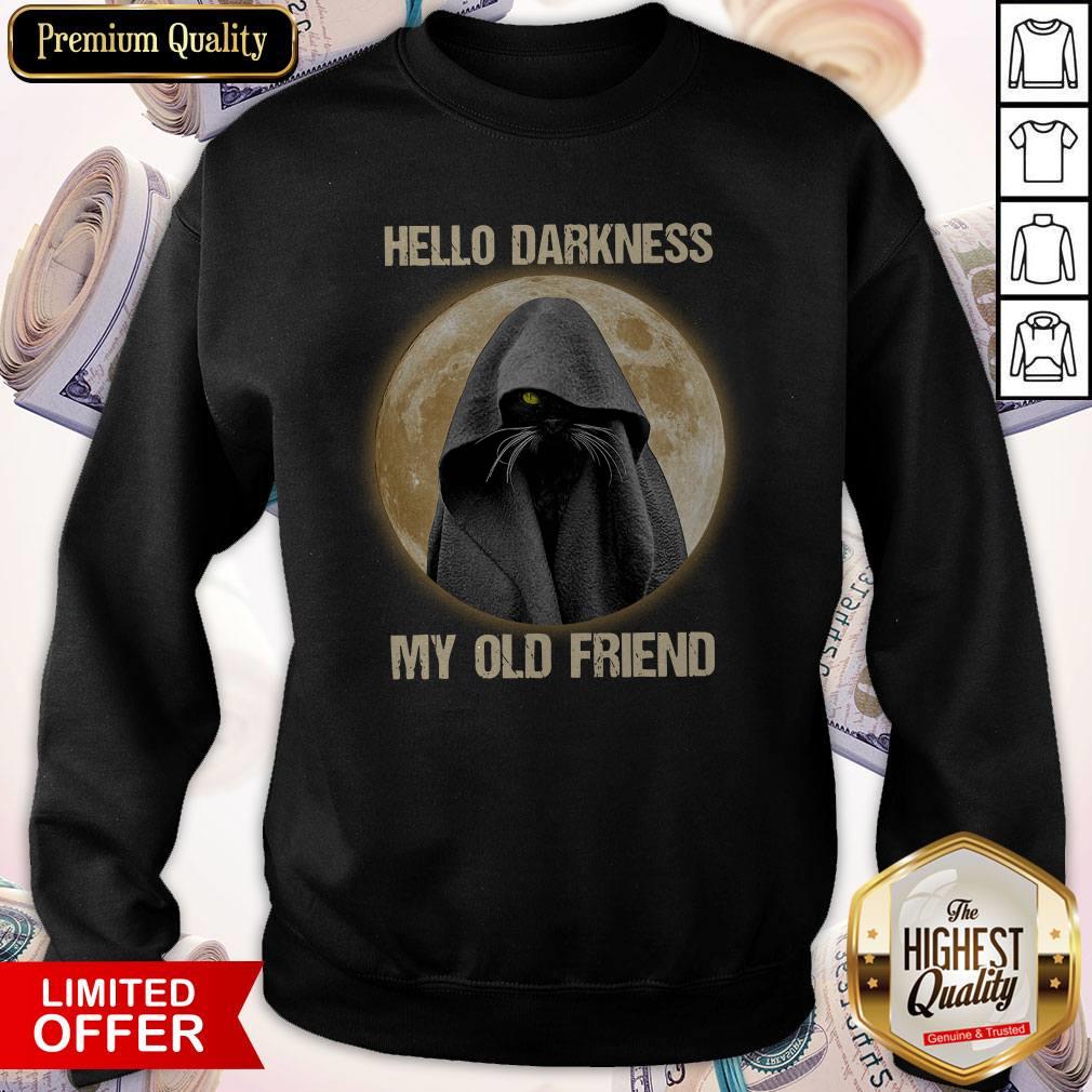 Black Cat Hello Darkness My Old Friend Moon Shirt