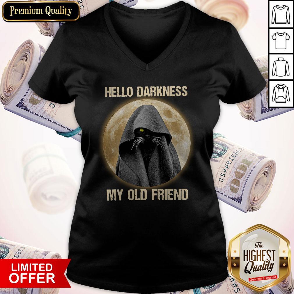 Black Cat Hello Darkness My Old Friend Moon Shirt