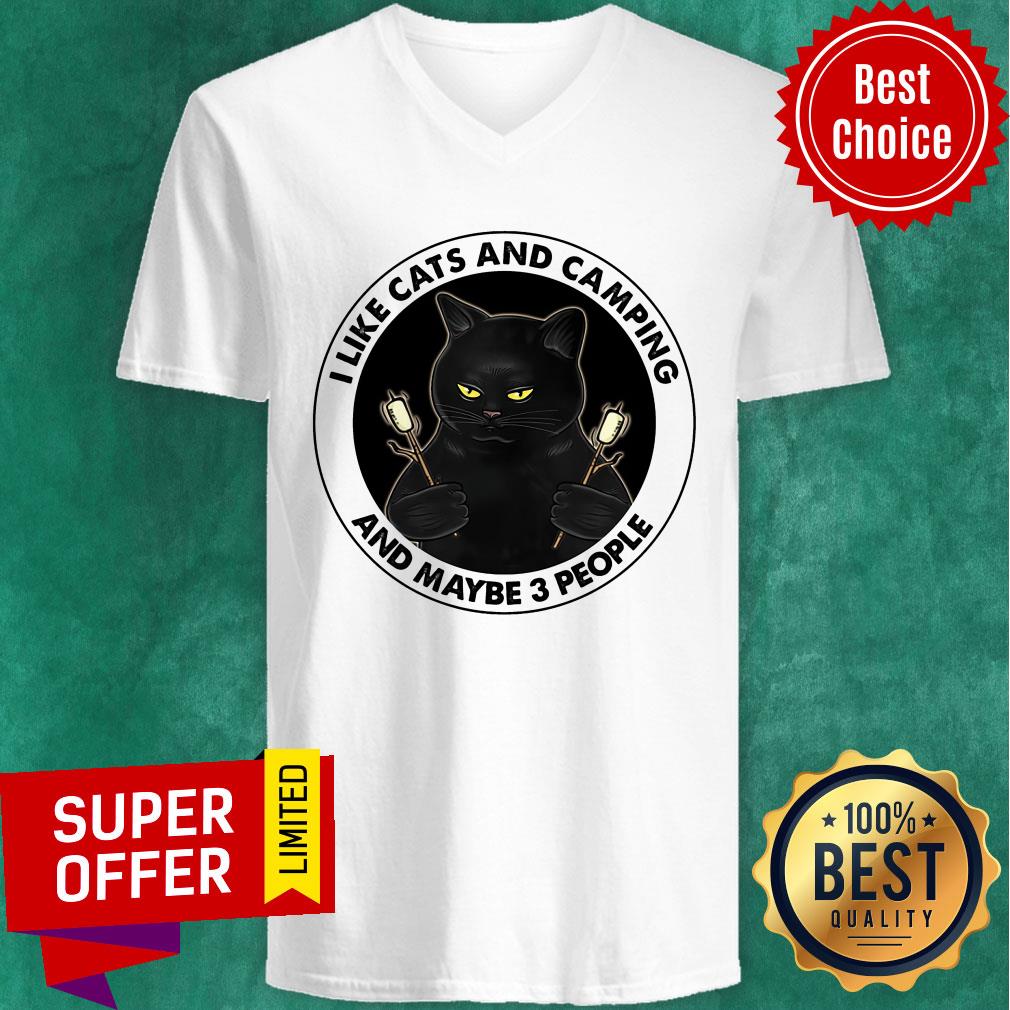 Black Cat I Like Cats And Camping And Maybe 3 People Shirt