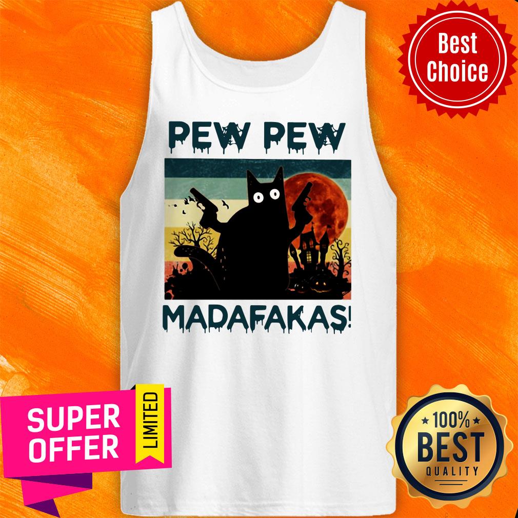 Black Cat Pew Pew Madafakas Halloween Shirt