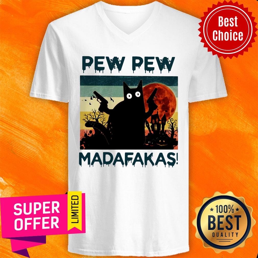 Black Cat Pew Pew Madafakas Halloween Shirt