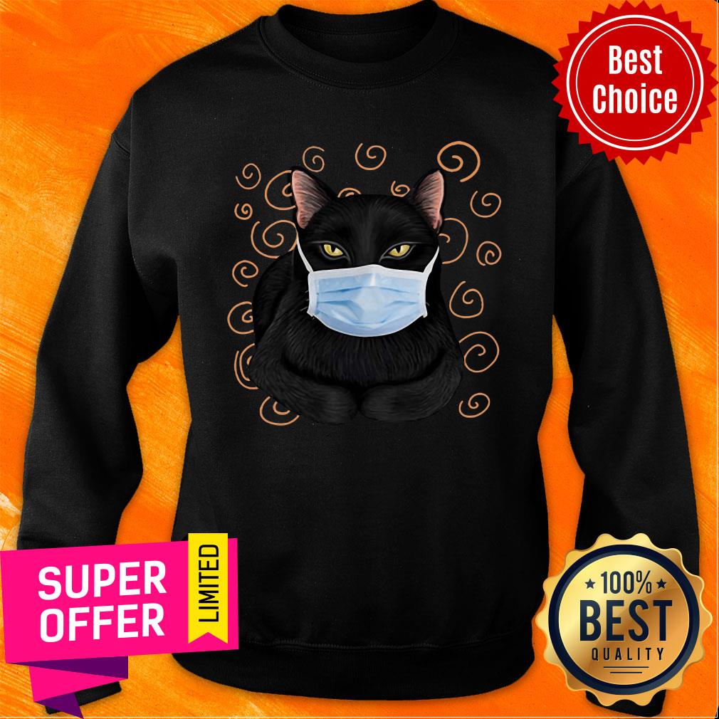 Black Cat Wear Face Mask Shirt