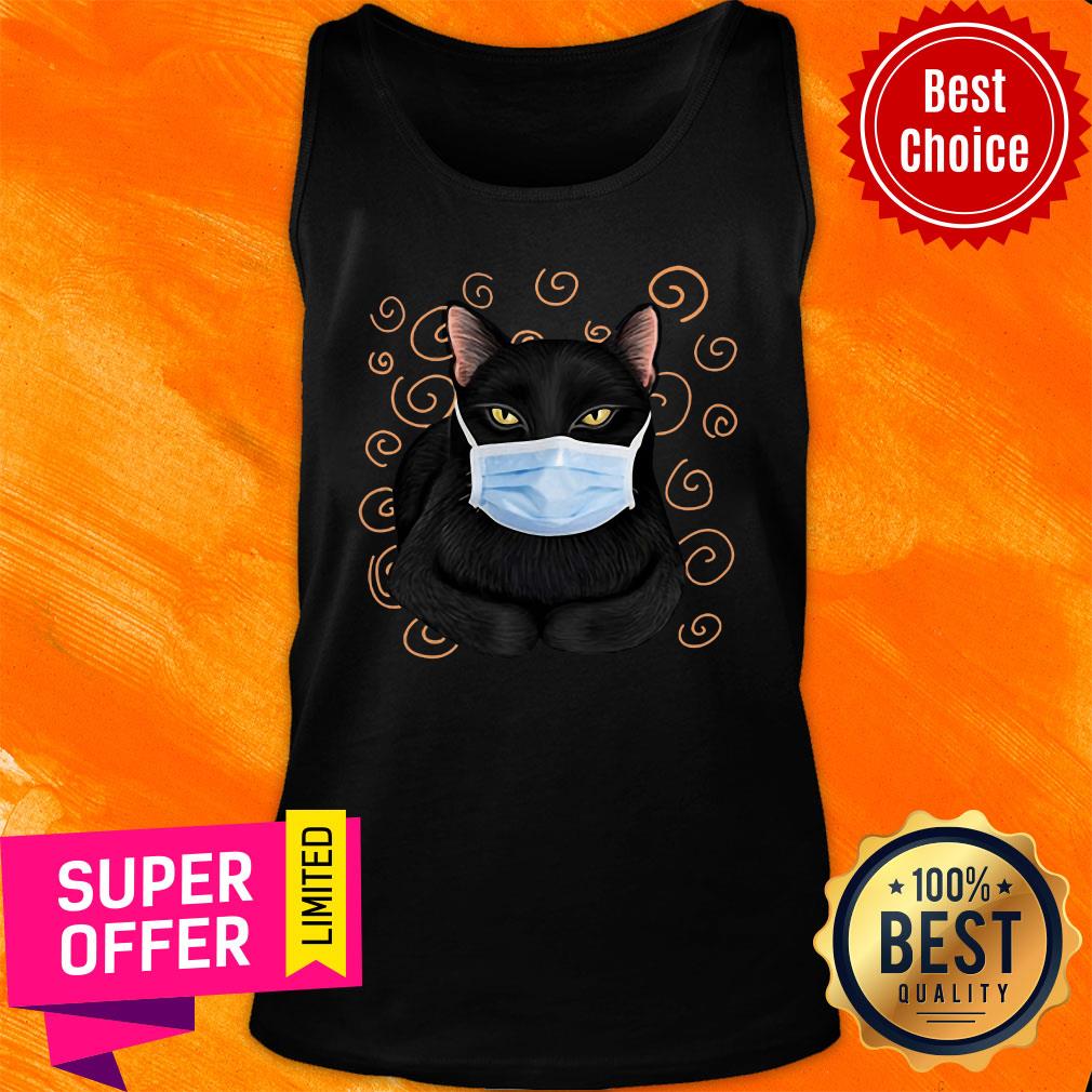 Black Cat Wear Face Mask Shirt