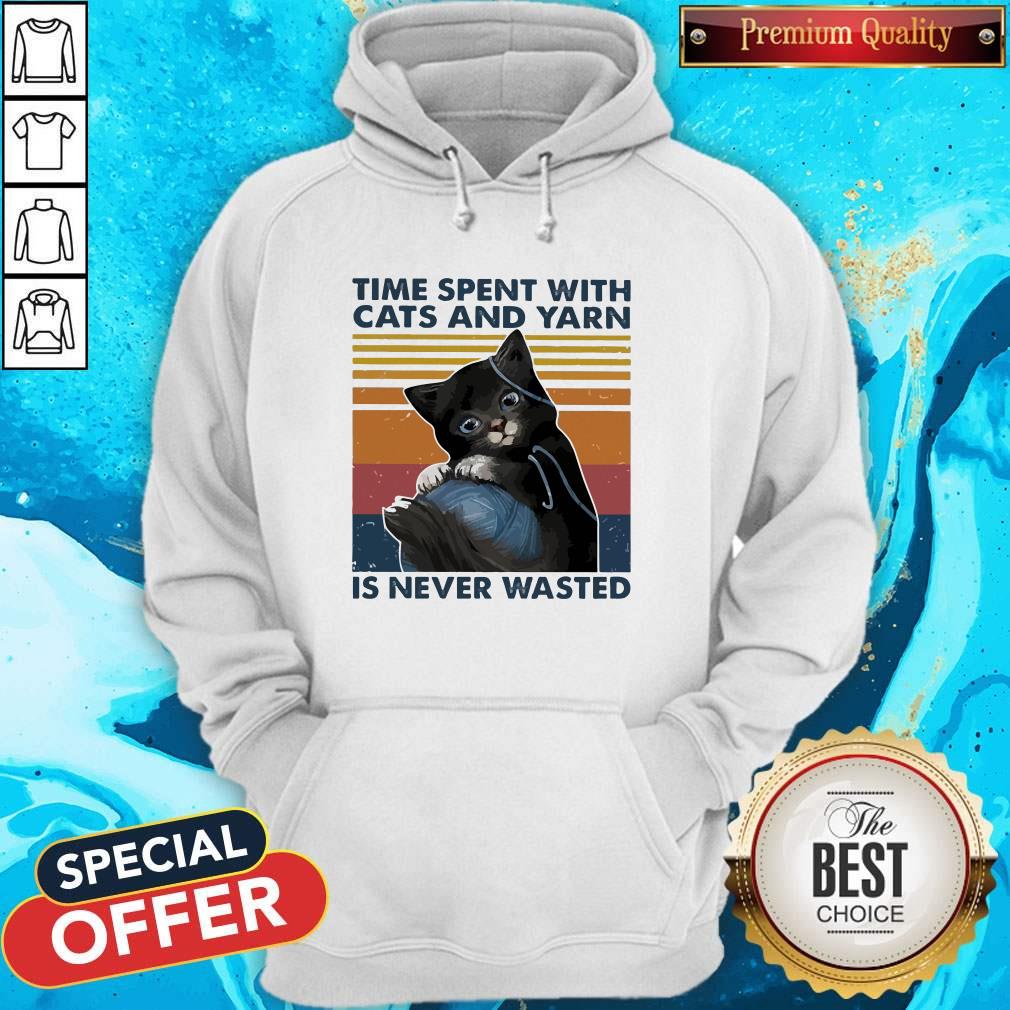 Black Cats Wool Roll Time Spent With And Yarn Is Never Wasted Vintage Shirt