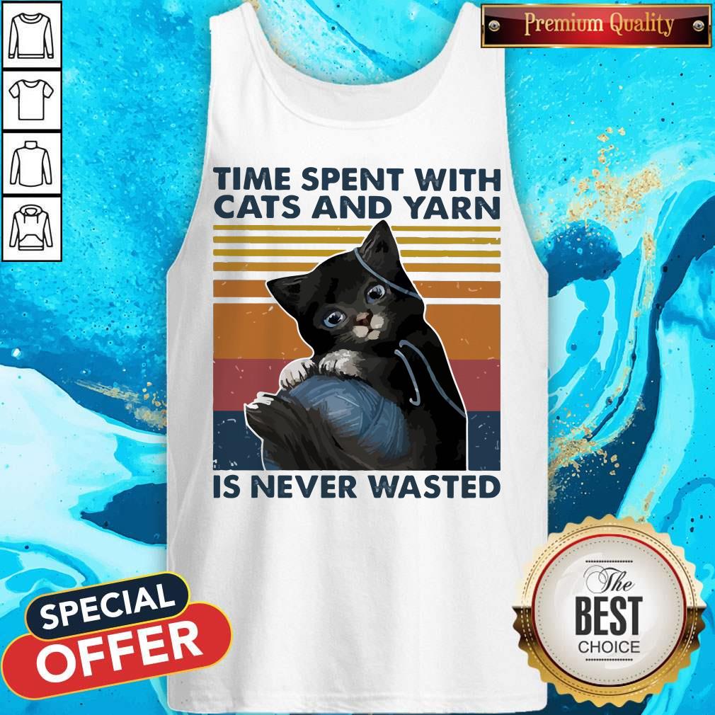 Black Cats Wool Roll Time Spent With And Yarn Is Never Wasted Vintage Shirt