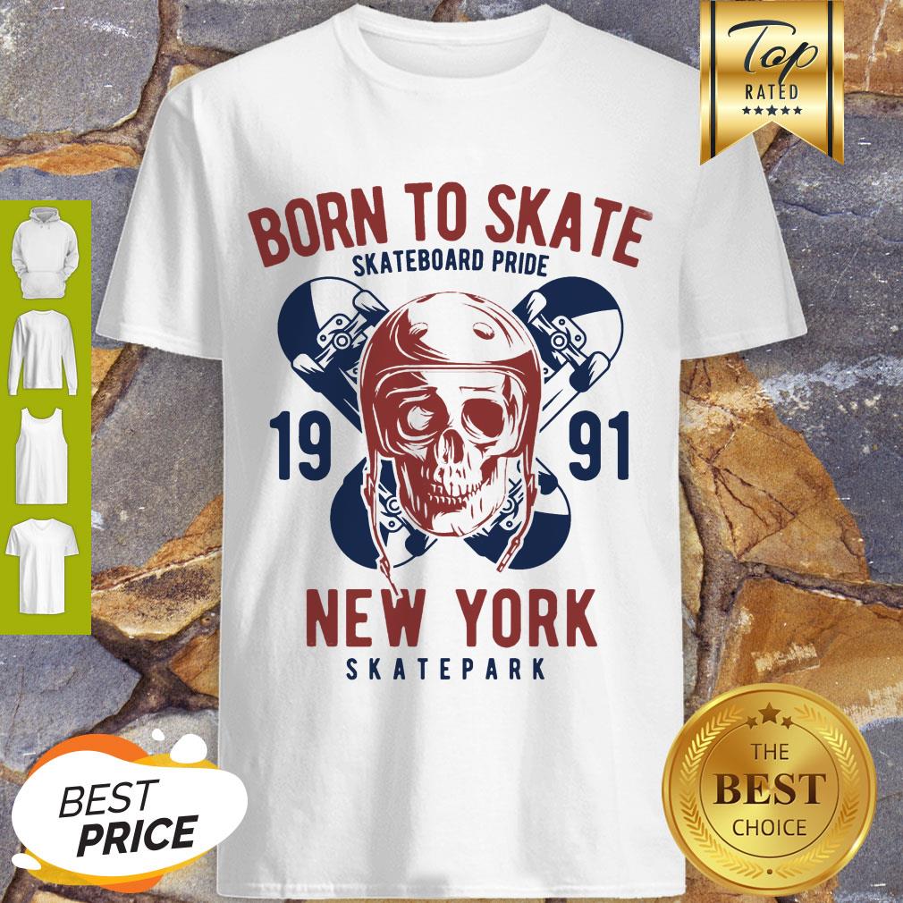Born to Skate Skateboard Pride Skull 1991 New York Skatepark Shirt