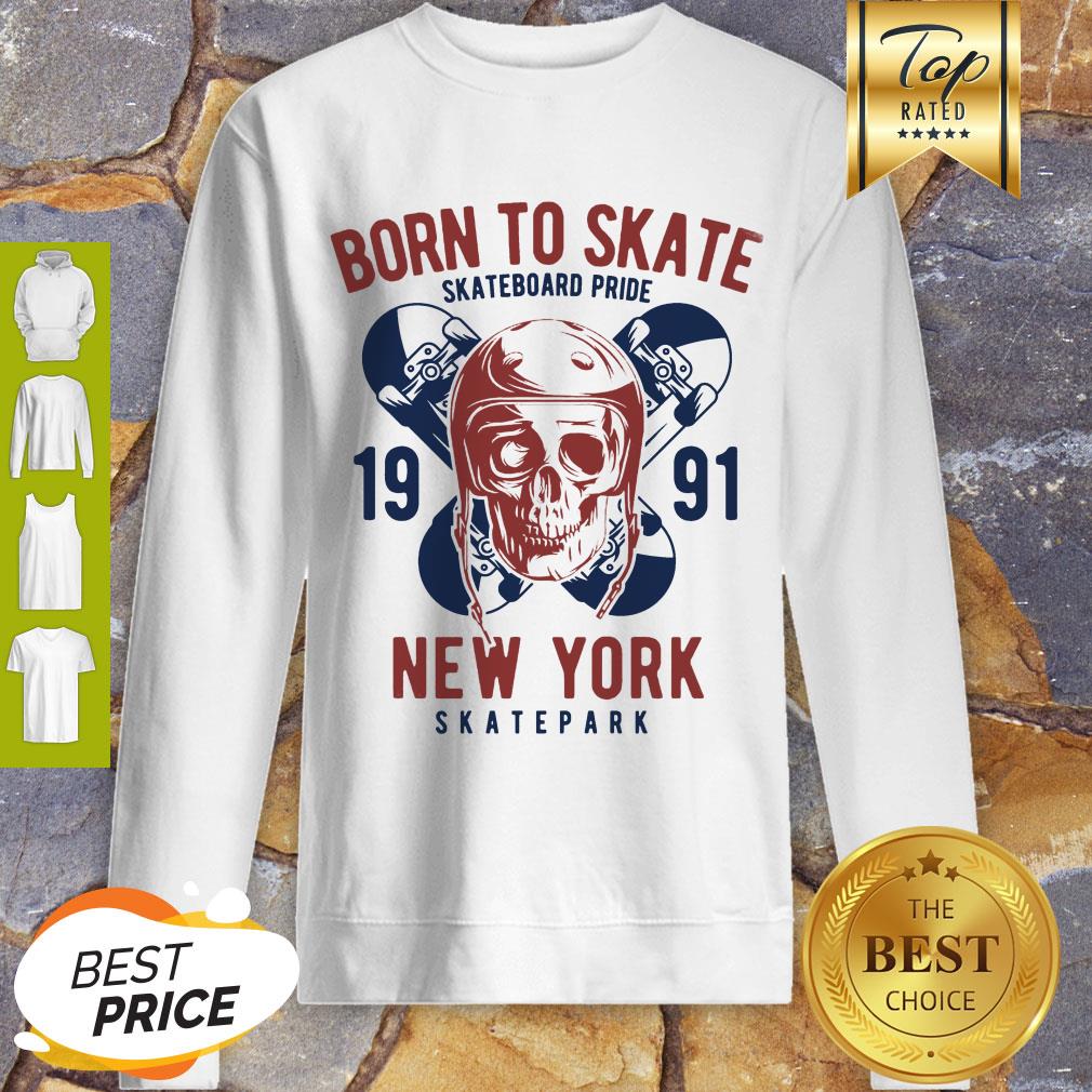 Born to Skate Skateboard Pride Skull 1991 New York Skatepark Shirt