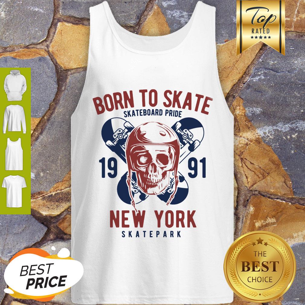 Born to Skate Skateboard Pride Skull 1991 New York Skatepark Shirt
