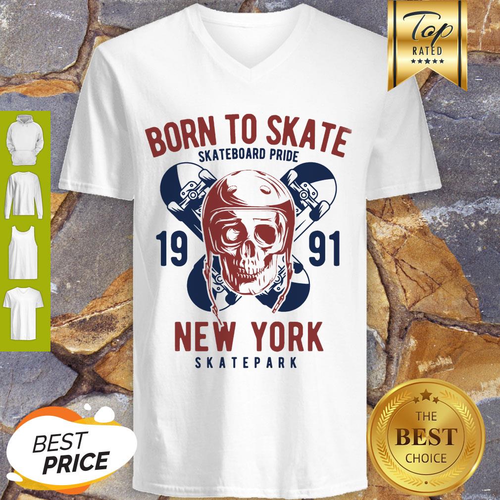 Born to Skate Skateboard Pride Skull 1991 New York Skatepark Shirt