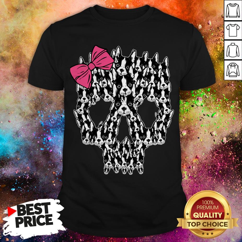 Boston Terrier Sugar Skull Day Of The Dead T-Shirt