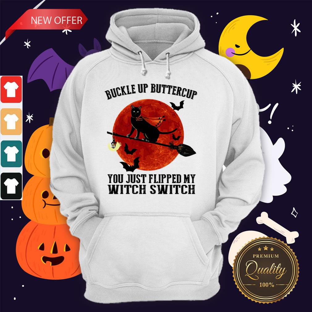 Buckle Up Buttercup You Just Flipped My Witch Switch Cat Sunset Halloween Shirt
