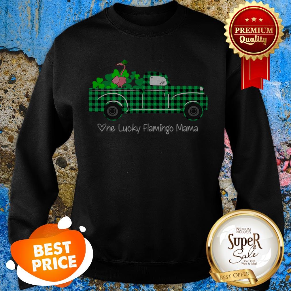 Buffalo Plaid Truck One Lucky Flamingo Mama St Patricks Day Shirt