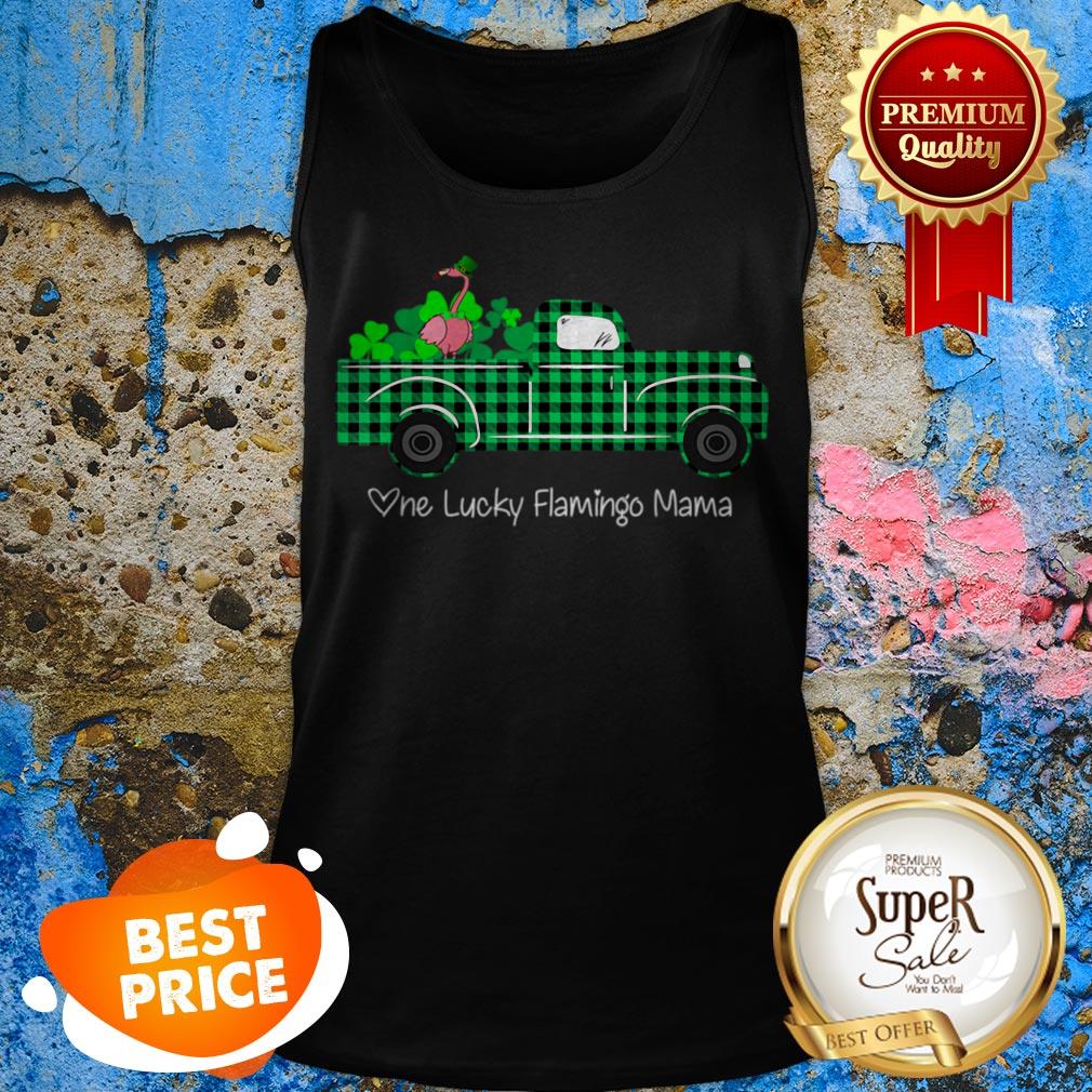 Buffalo Plaid Truck One Lucky Flamingo Mama St Patricks Day Shirt