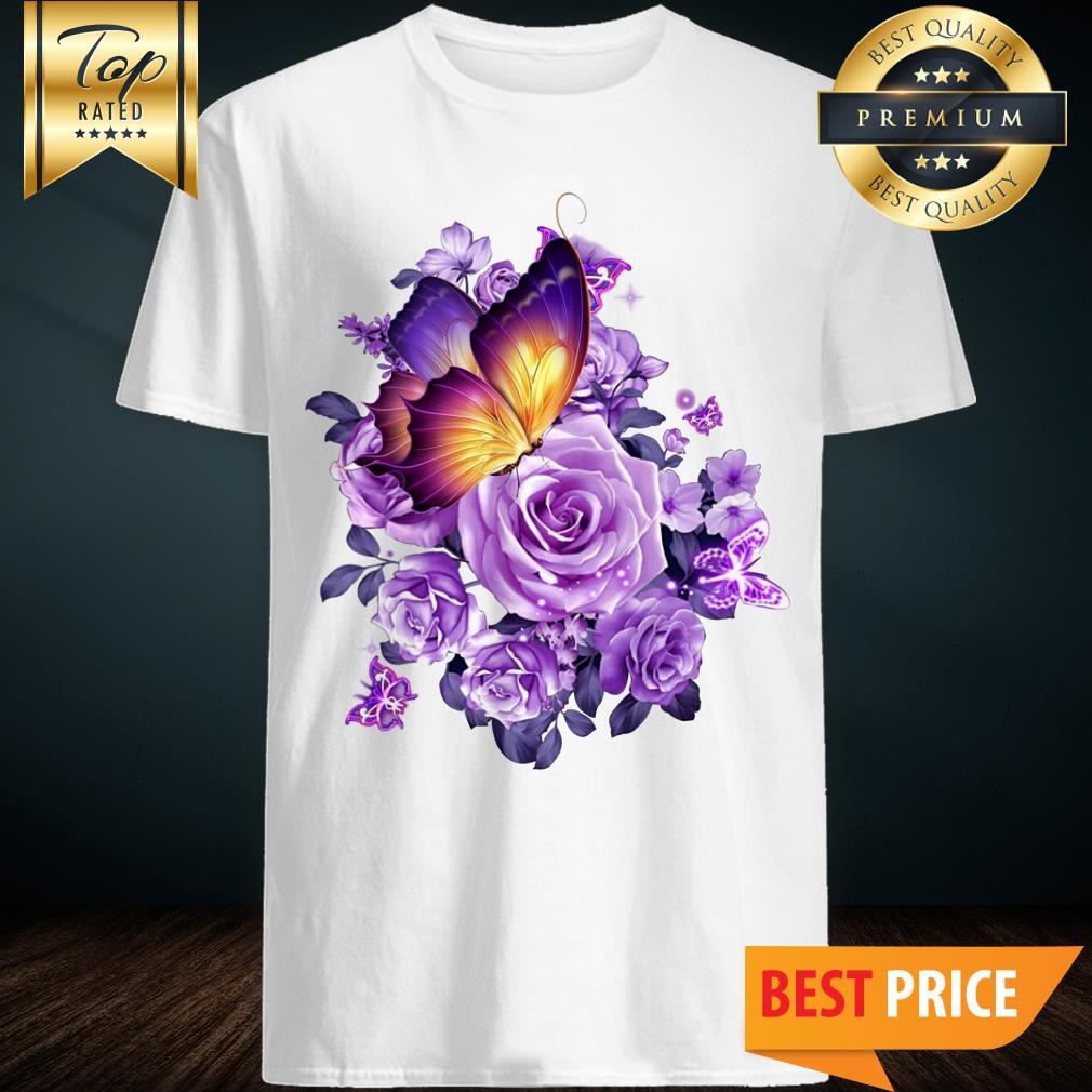 Butterfly Purple Flowers Classic Shirt