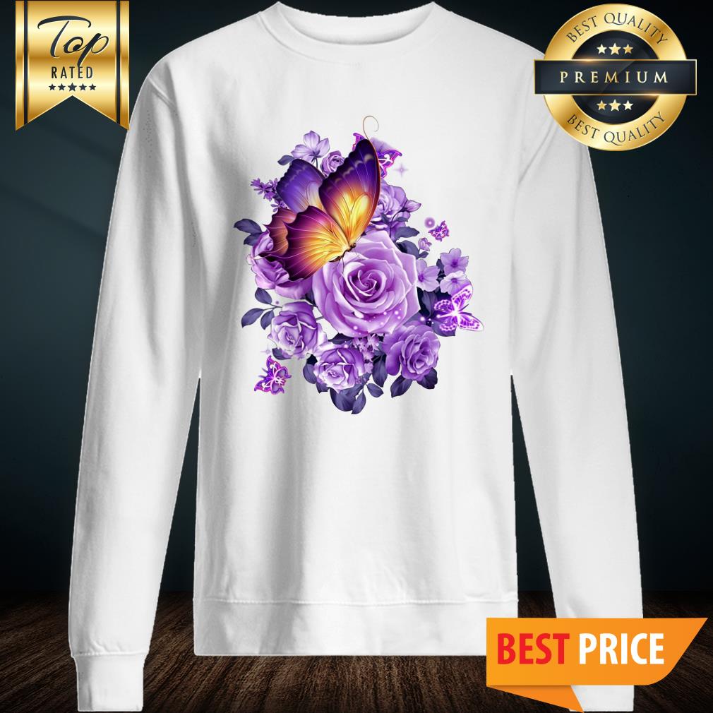 Butterfly Purple Flowers Classic Shirt