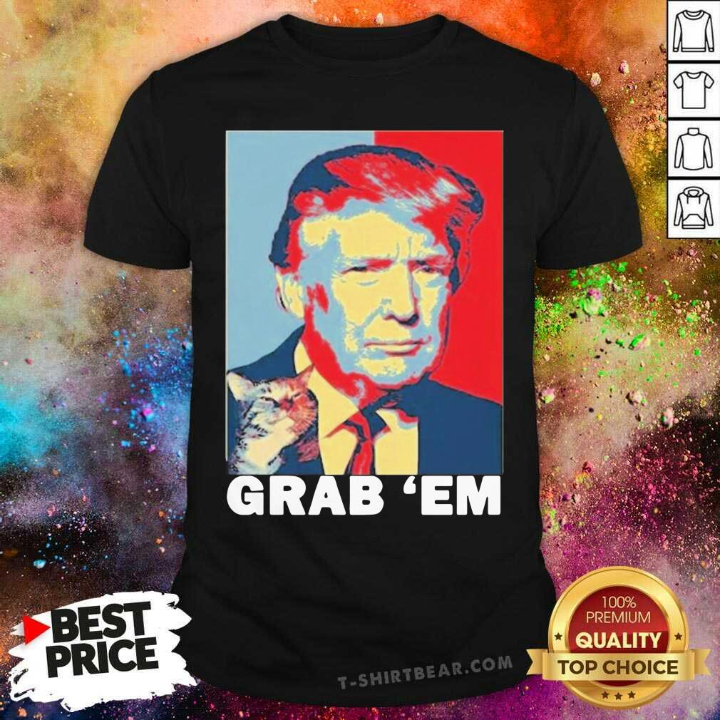 Colorful Donald Trump And Cat Grab Em Obama Style Shirt