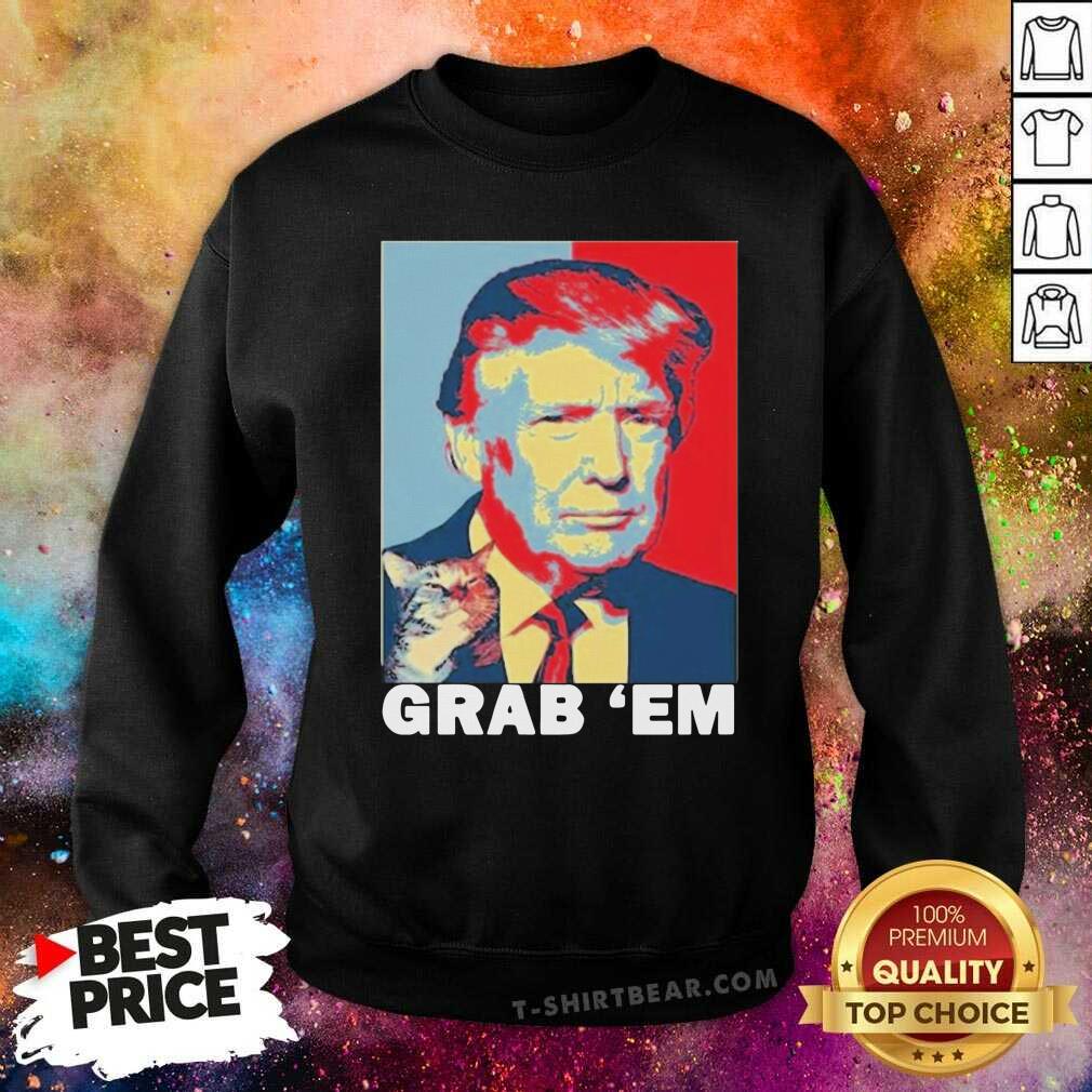 Colorful Donald Trump And Cat Grab Em Obama Style Shirt