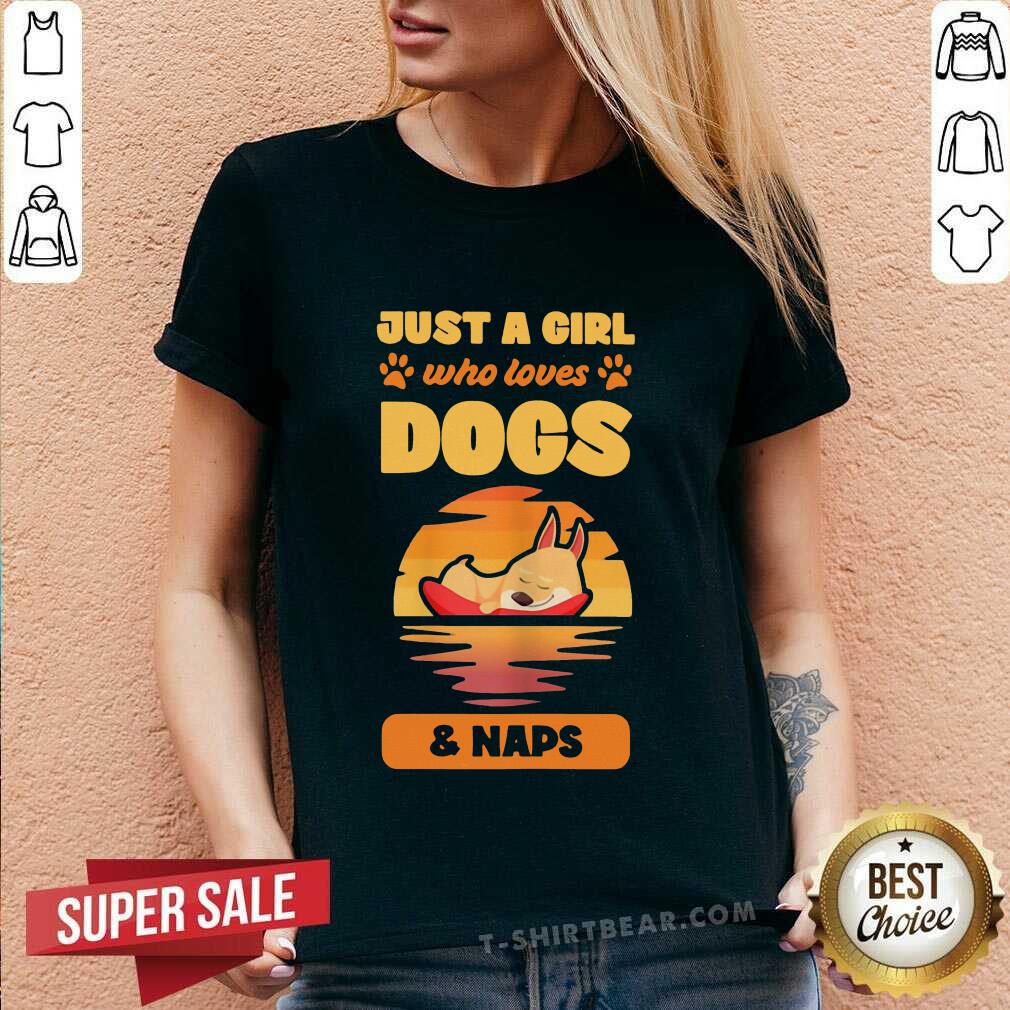 Colorful Just A Girl Who Loves Dogs And Naps Shirt
