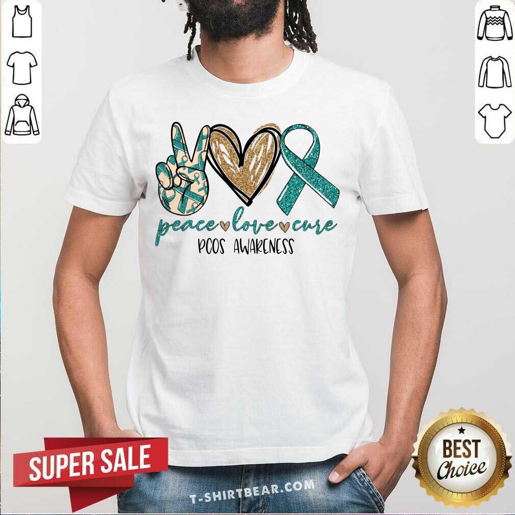 Colorful Peace Love Cure Pcos Awareness Shirt