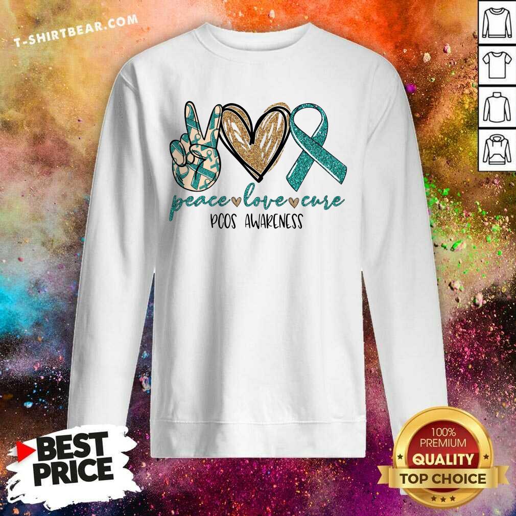 Colorful Peace Love Cure Pcos Awareness Shirt