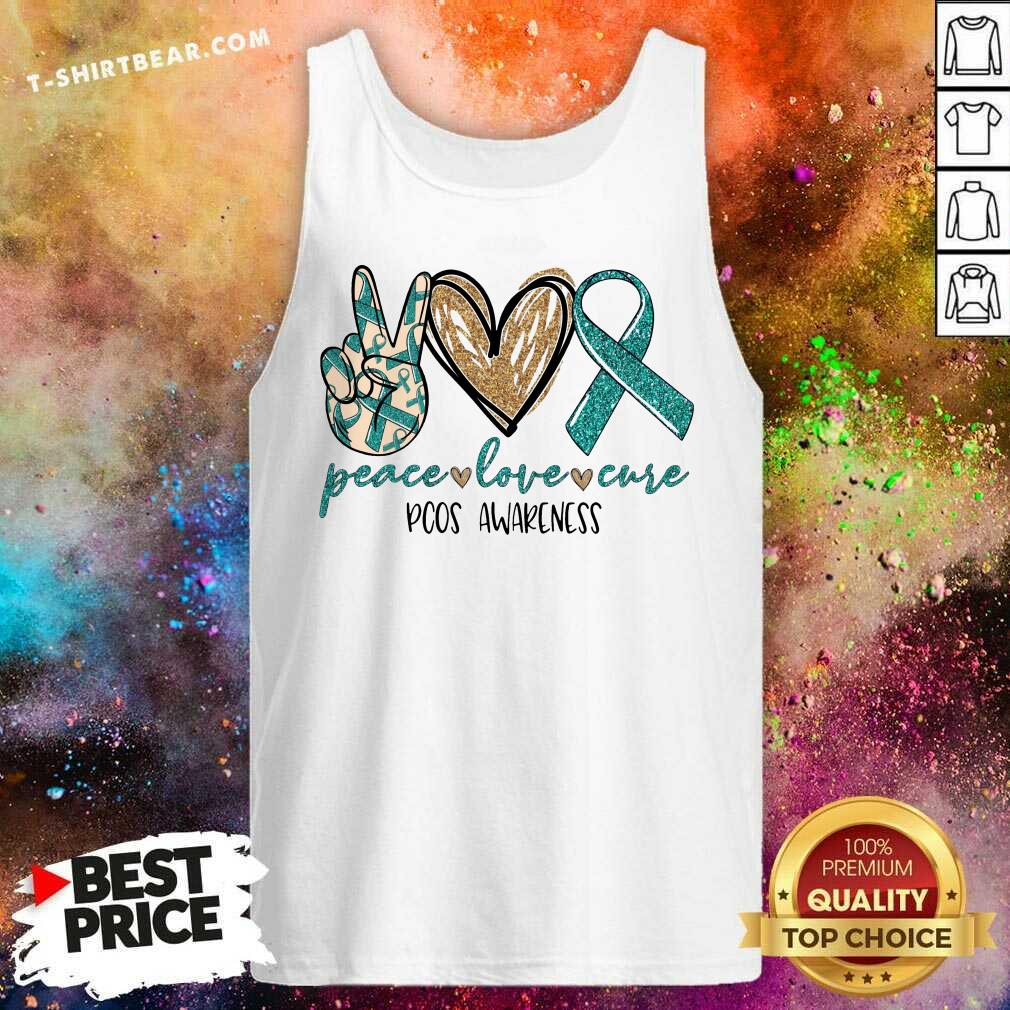 Colorful Peace Love Cure Pcos Awareness Shirt