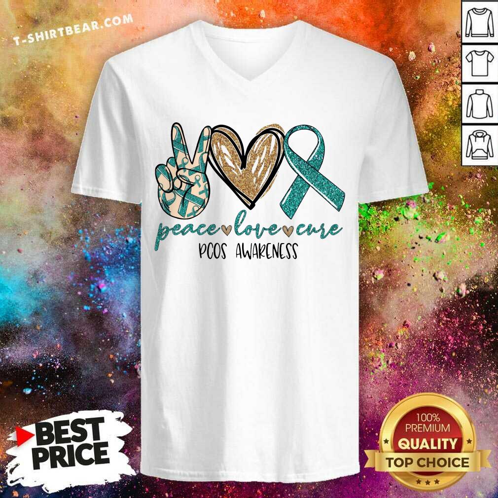 Colorful Peace Love Cure Pcos Awareness Shirt