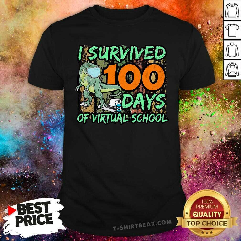 Cool Dinosaurs Mask I Survived 100 Days Of Virtual School Shirt