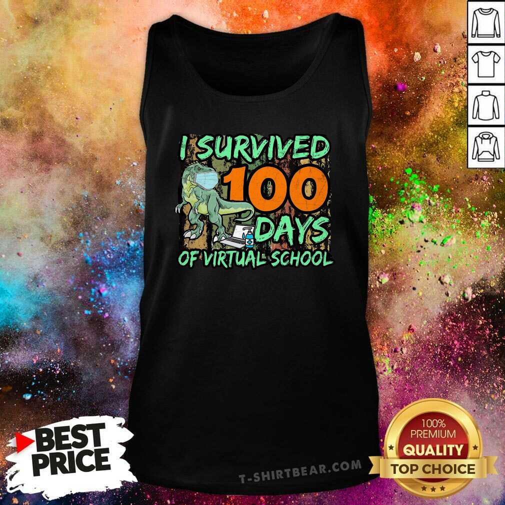 Cool Dinosaurs Mask I Survived 100 Days Of Virtual School Shirt