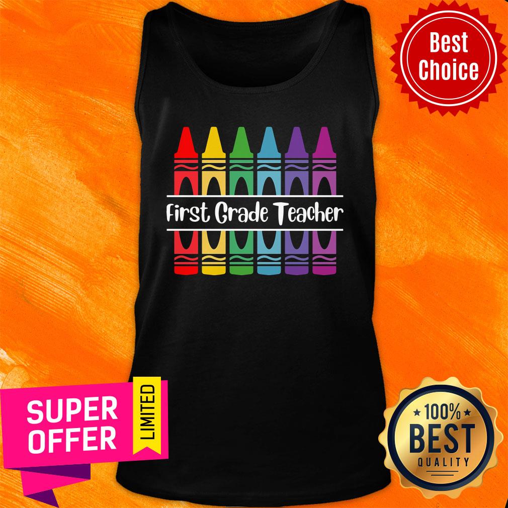 Crayons First Grade Teacher Shirt