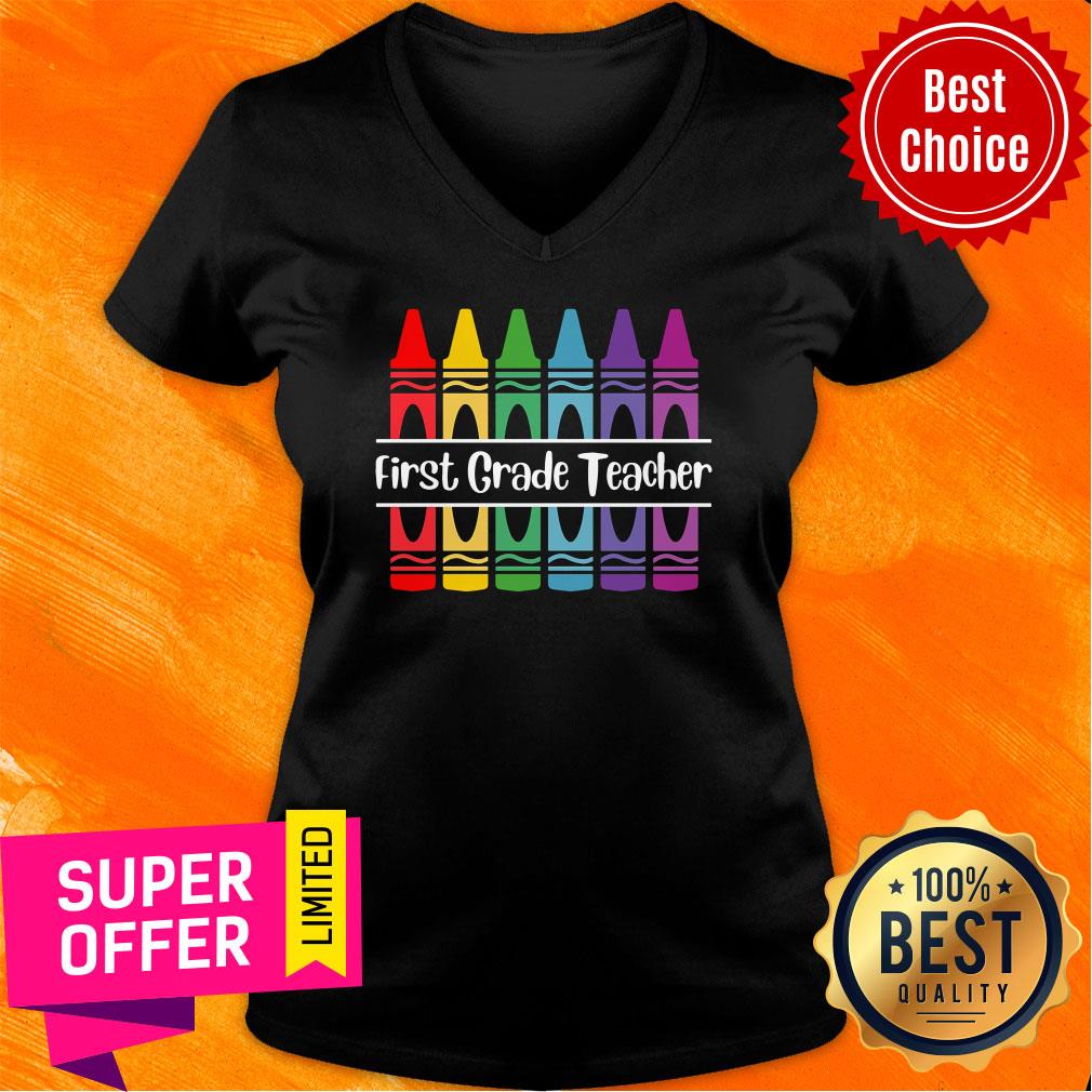 Crayons First Grade Teacher Shirt